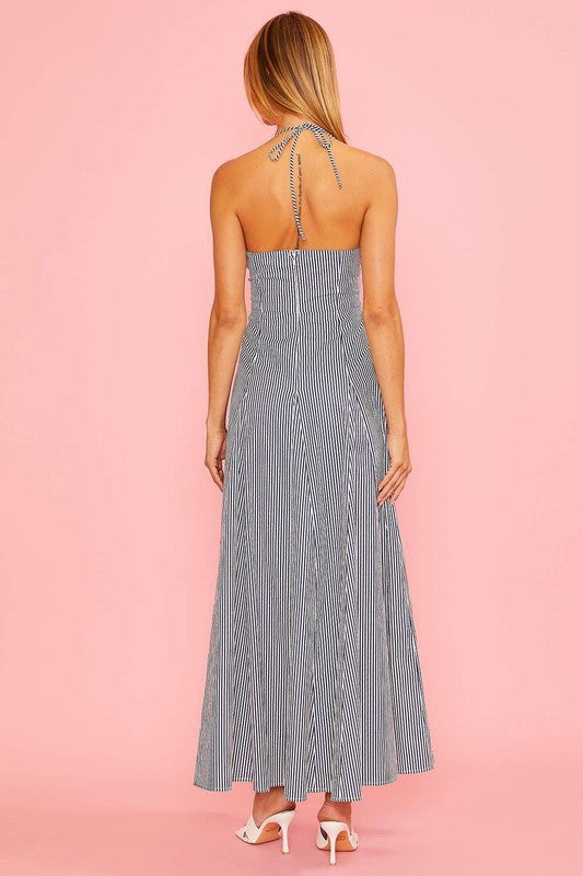 Halter Shirring Maxi Dress