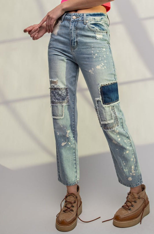 Washed Patch Denim