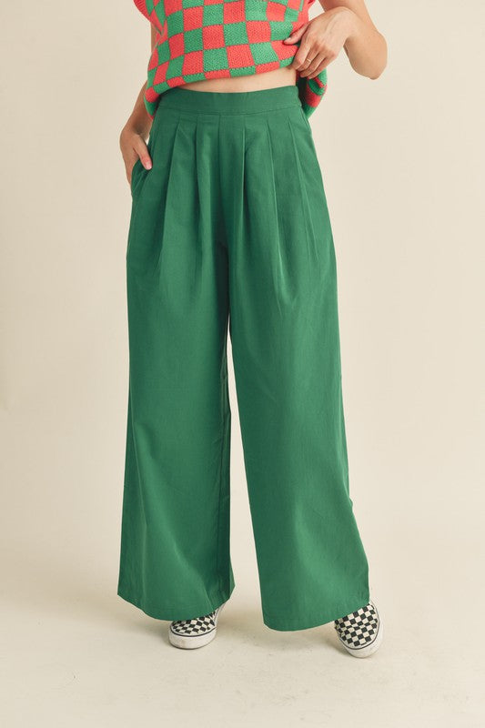 Pleated Wide Leg Pants