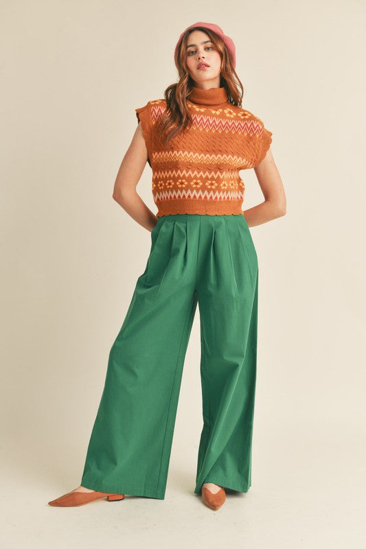 Pleated Wide Leg Pants