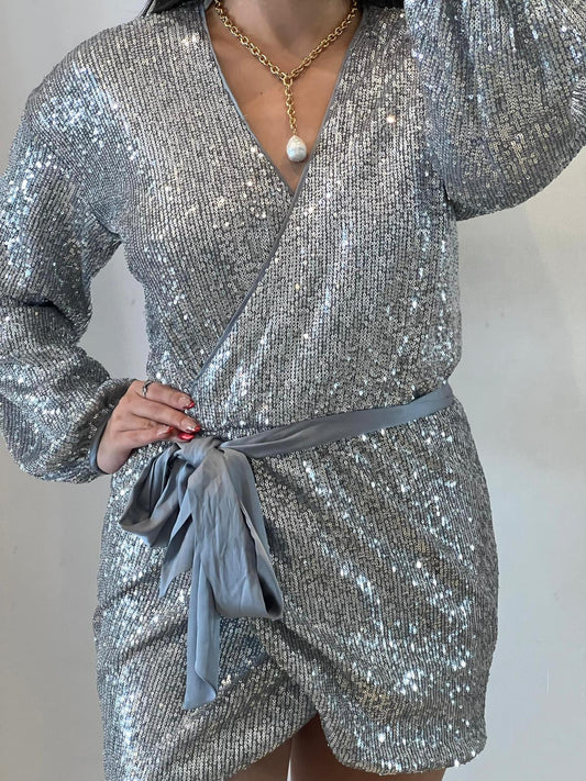 Sequin Wrap Dress