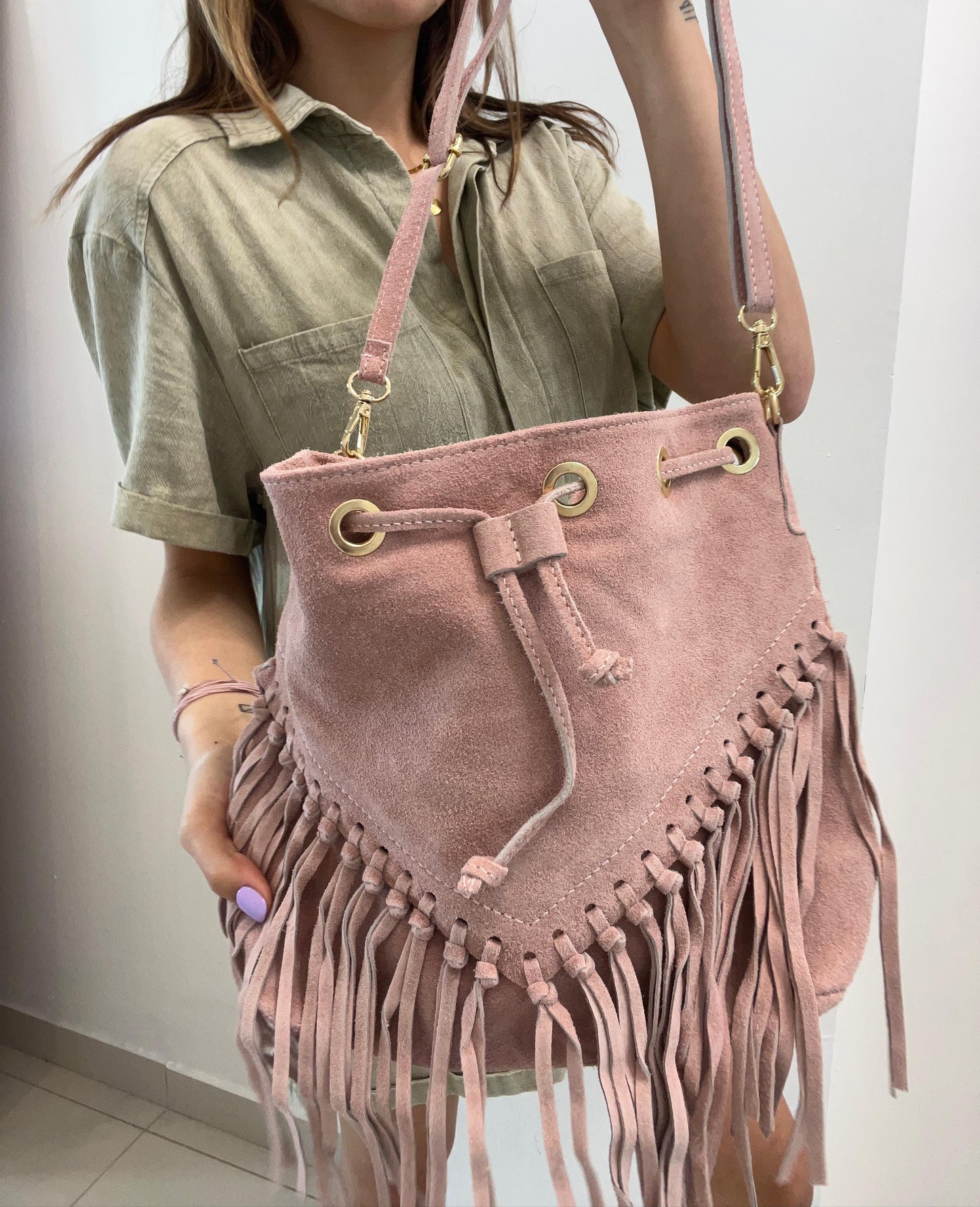 Suede Fringe Bag