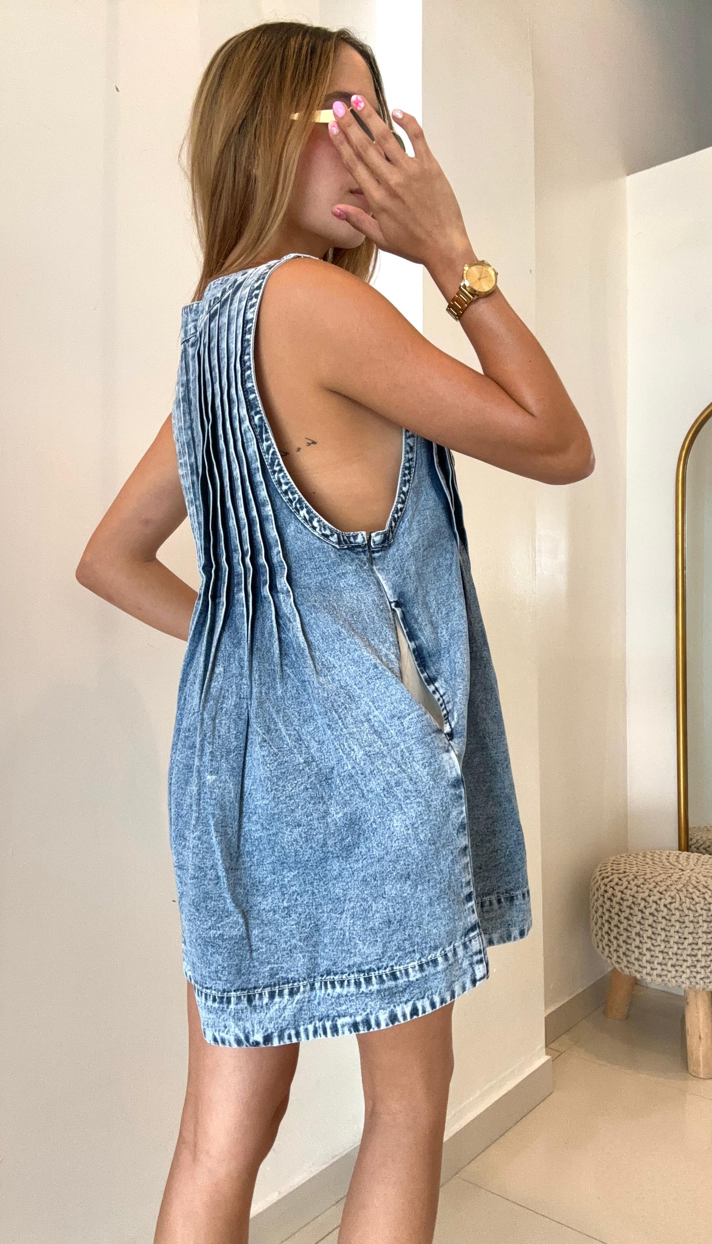 Ruffle Denim Romper