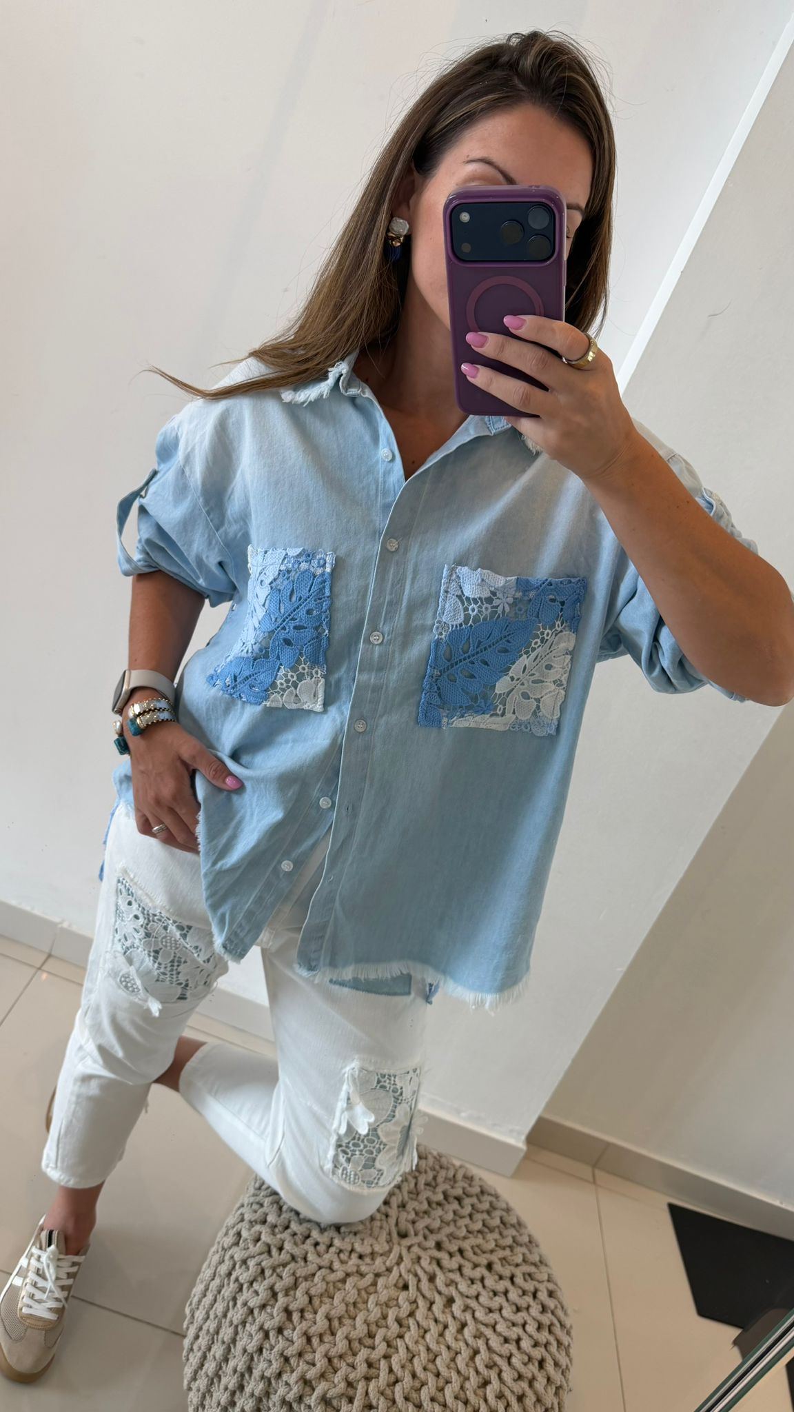 Soft Sky Lace Blouse