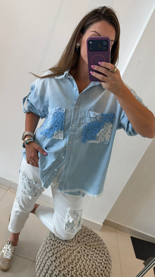 Soft Sky Lace Blouse