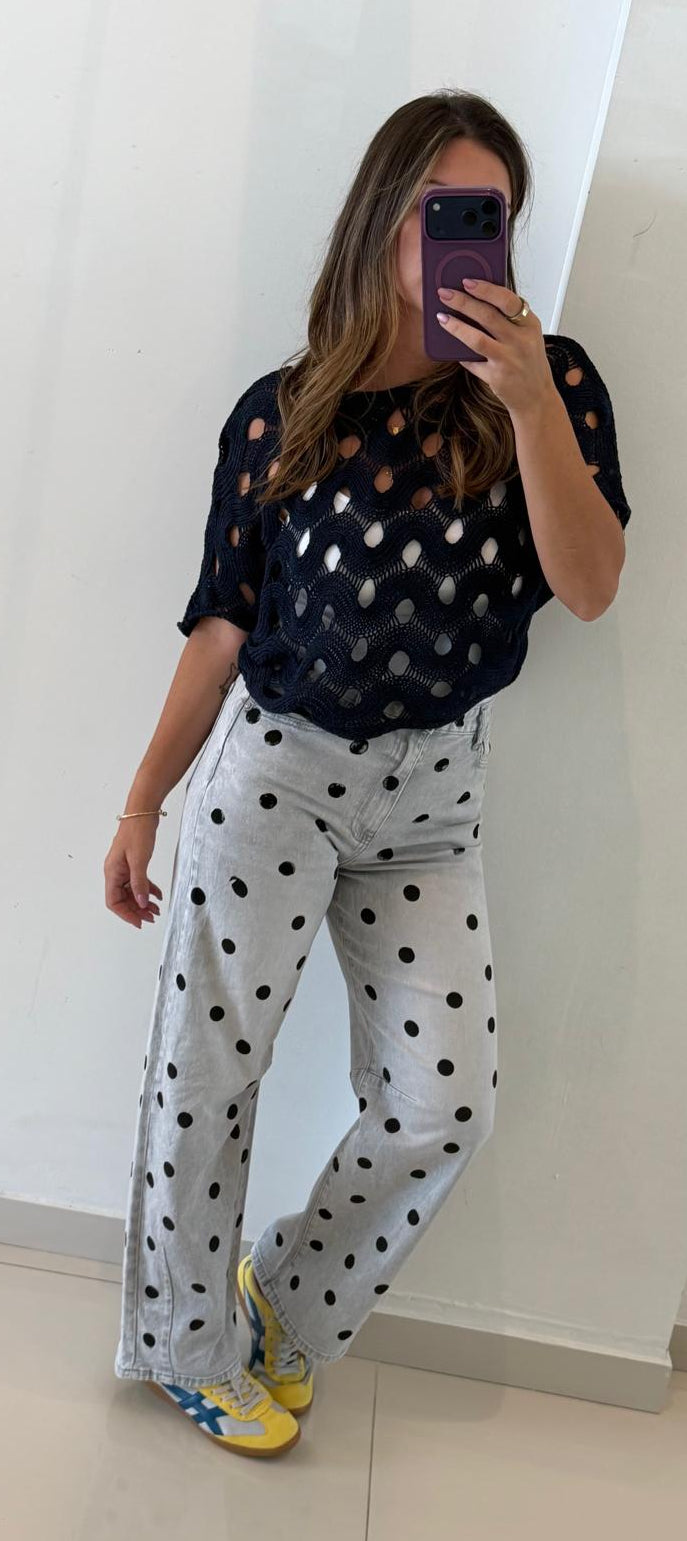 Top Crochet Navy
