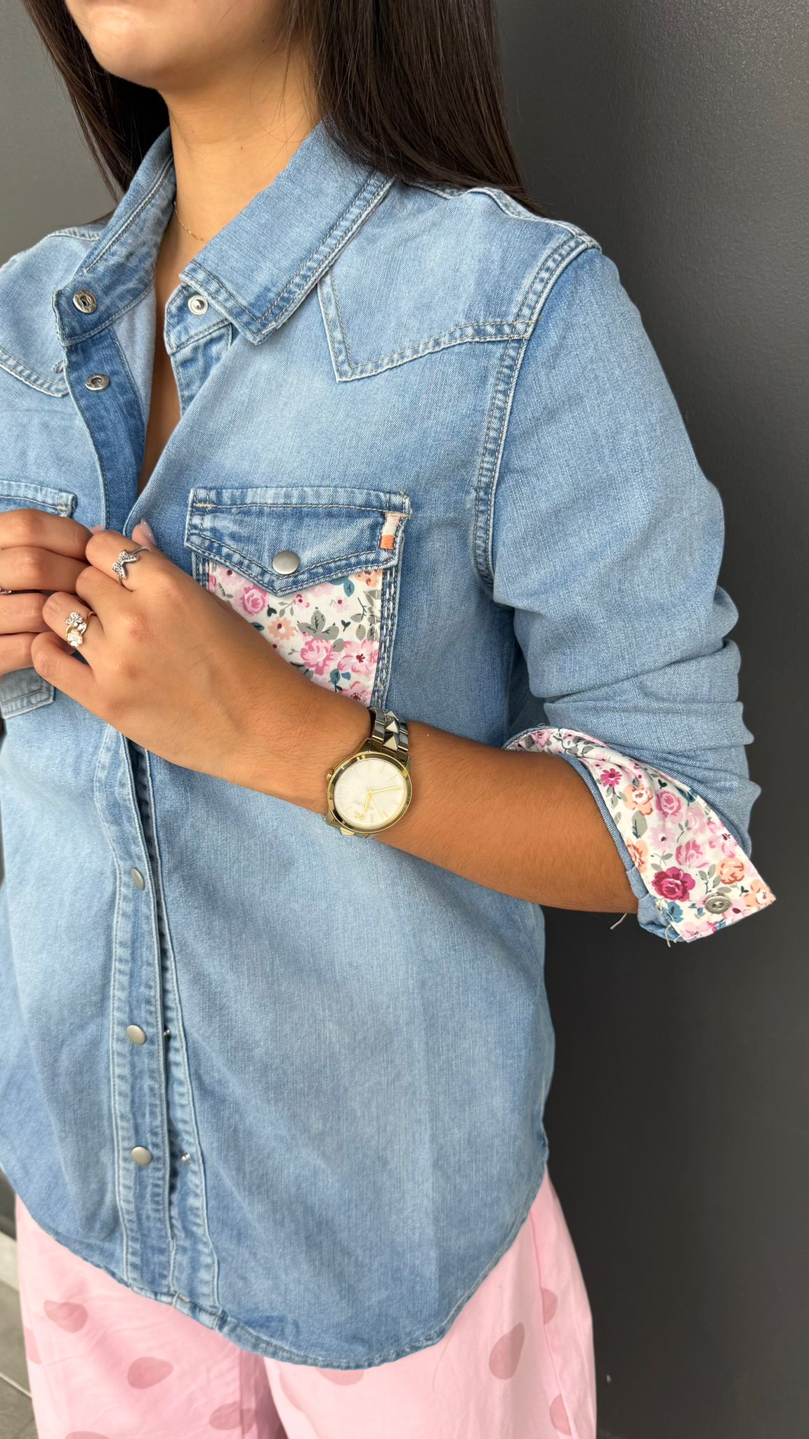 Flower Denim Blouse
