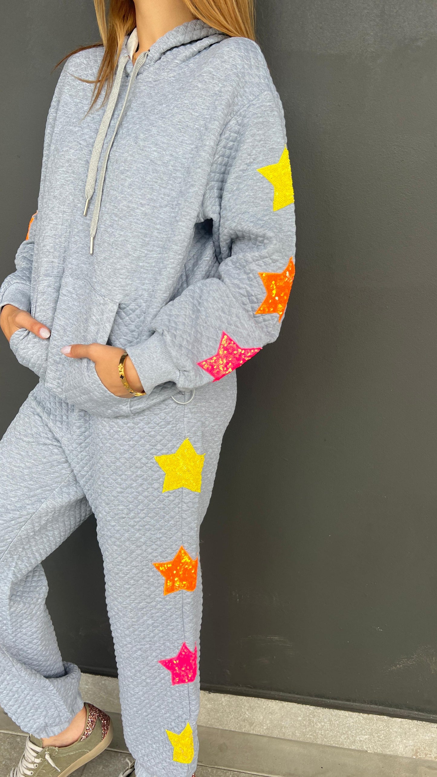 Sequin Star Patch Quilted Set