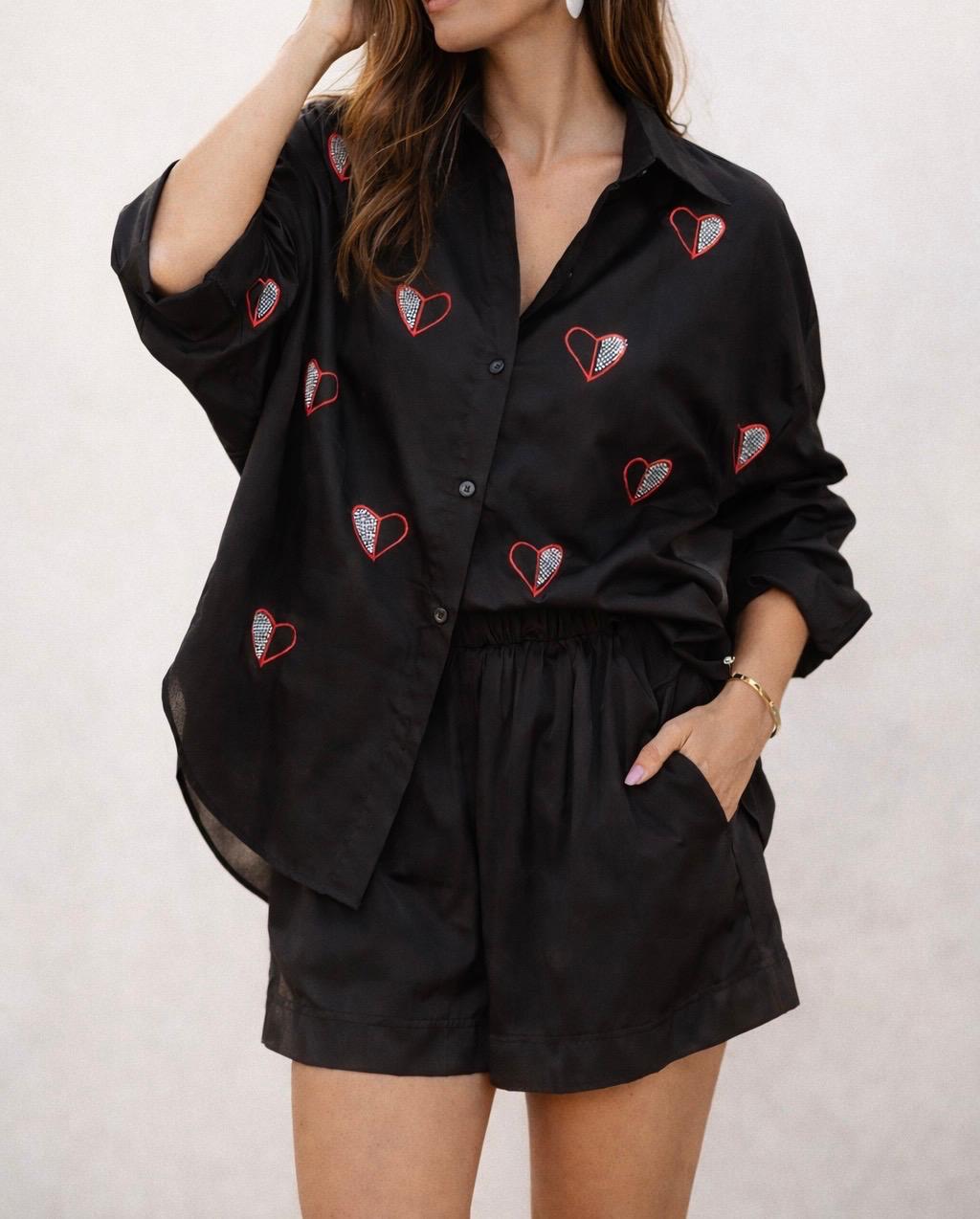 My Heart Black Blouse