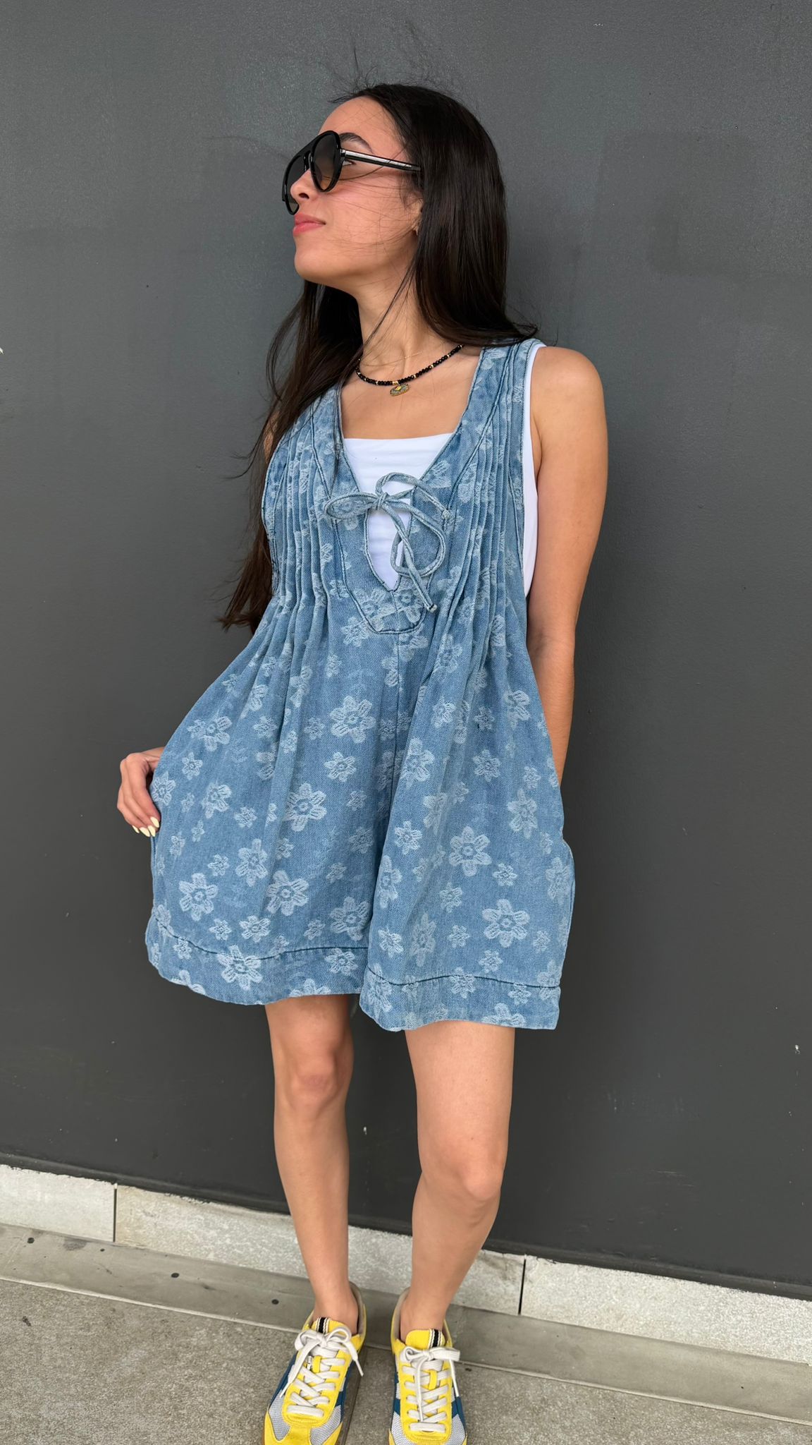 Floral V Neck Romper