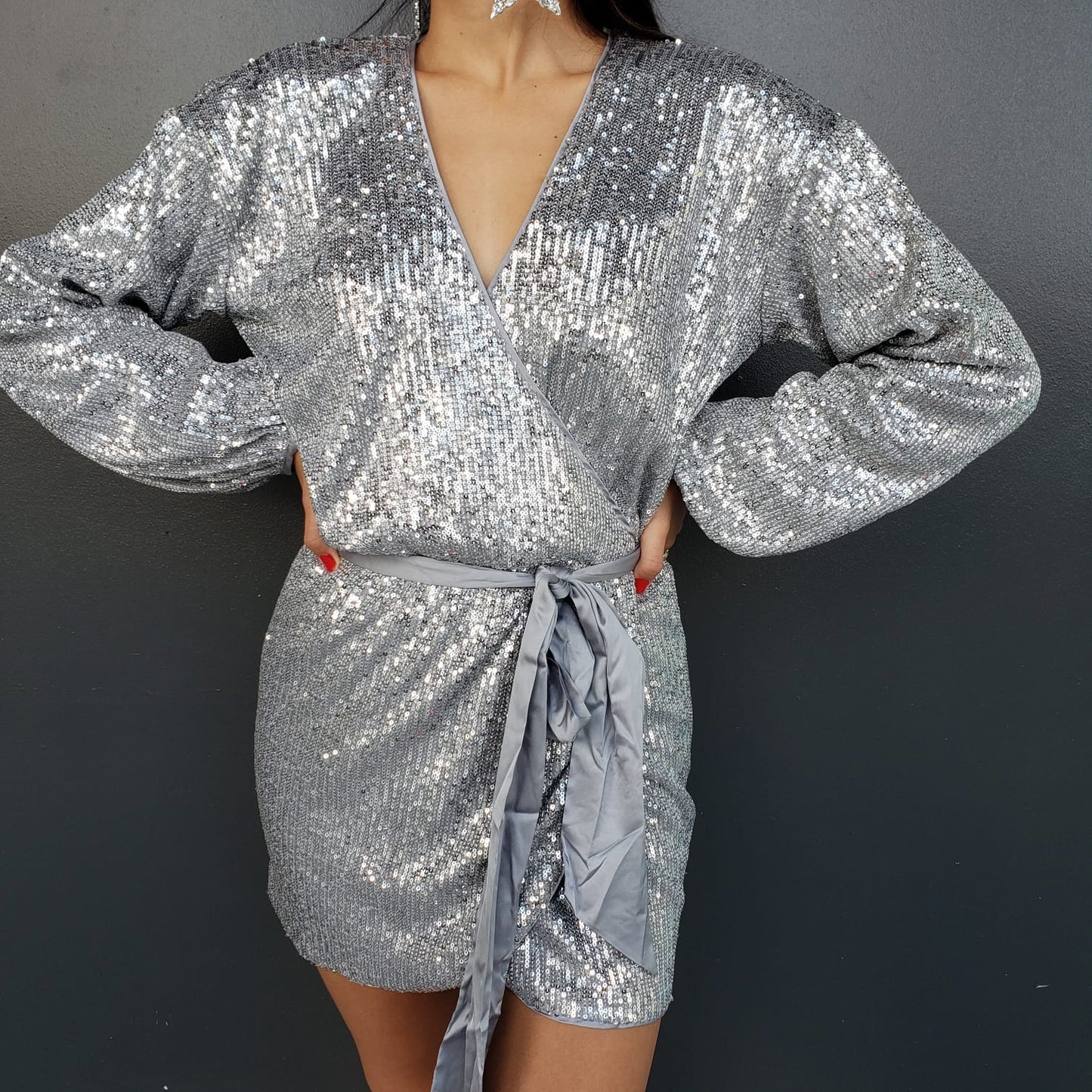 Sequin Wrap Dress